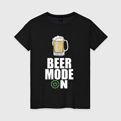 Футболка хлопковая женская BEER MODE ON, ПИВО, цвет: черный