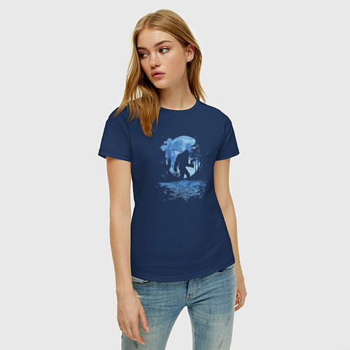 Женская футболка Бигфут после рыбалки / Тёмно-синий – фото 3