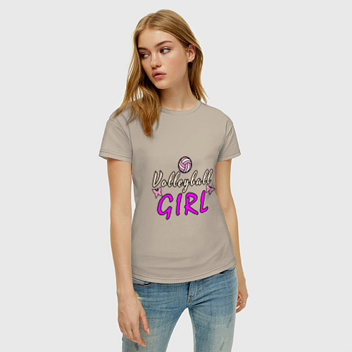 Женская футболка Volleyball - Girl / Миндальный – фото 3