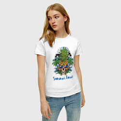 Футболка хлопковая женская Summer time Cool skull, цвет: белый — фото 2