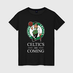 Футболка хлопковая женская Boston Celtics are coming Бостон Селтикс, цвет: черный