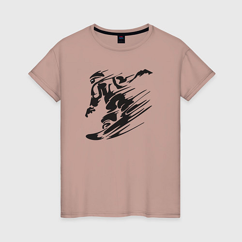 Женская футболка Сноубордист черный силуэт / Пыльно-розовый – фото 1