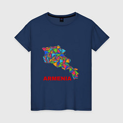 Футболка хлопковая женская Armenian Color, цвет: тёмно-синий