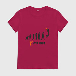 Футболка хлопковая женская Баскетбольная революция, цвет: маджента