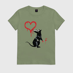 Женская футболка BANKSY БЭНКСИ крыса и сердце