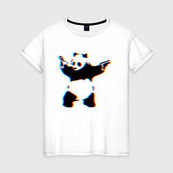 Футболка хлопковая женская Banksy Panda with guns - Бэнкси, цвет: белый