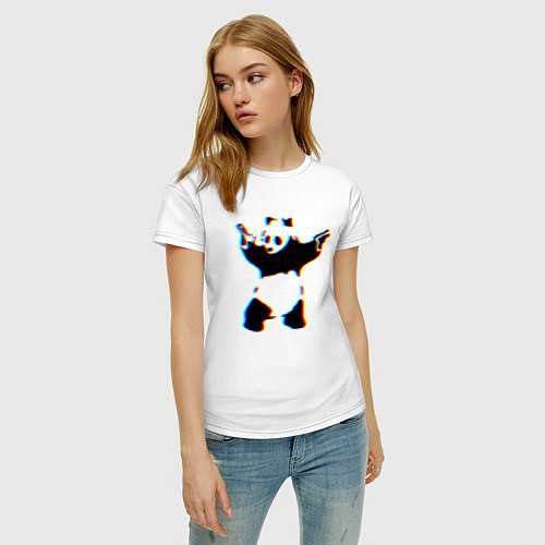 Женская футболка Banksy Panda with guns - Бэнкси / Белый – фото 3