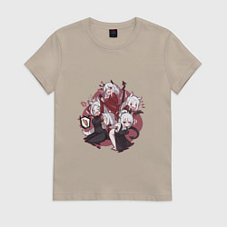 Футболка хлопковая женская Девушки HellTaker, цвет: миндальный