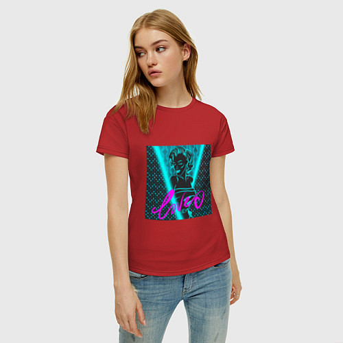Женская футболка Неоновый принт с Мэрилин Монро / Красный – фото 3