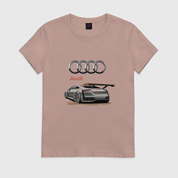 Футболка хлопковая женская Audi Racing team, цвет: пыльно-розовый