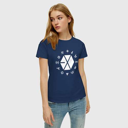 Женская футболка Exo band эхо / Тёмно-синий – фото 3