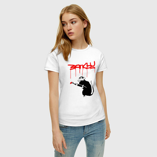 Женская футболка Banksy - крыса / Белый – фото 3