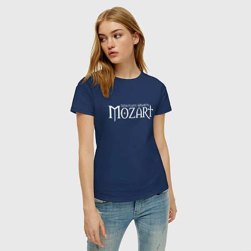 Женская футболка Вольфанг Амадей Моцарт / Тёмно-синий – фото 3