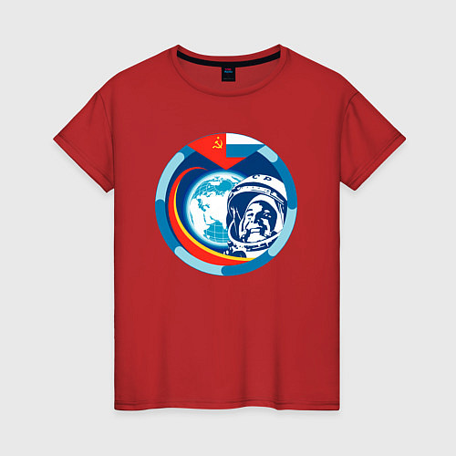 Женская футболка Первый Космонавт Юрий Гагарин 1 / Красный – фото 1
