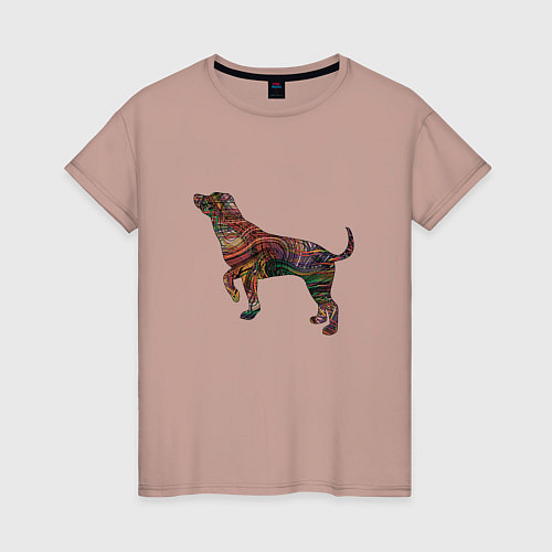 Женская футболка Образ собаки линиями / Пыльно-розовый – фото 1