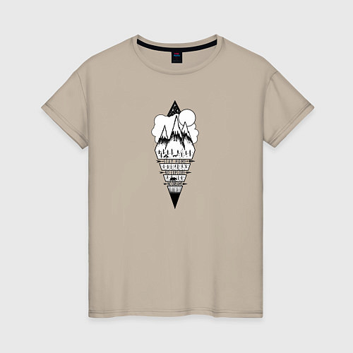 Женская футболка Хайкинг и Горные Вершины / Миндальный – фото 1