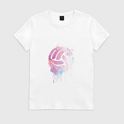 Футболка хлопковая женская Volleyball Colors, цвет: белый