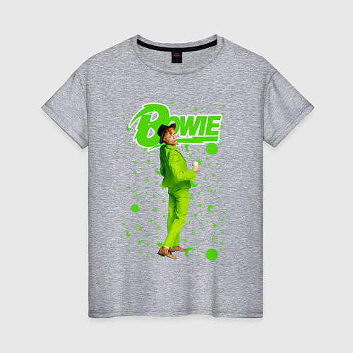 Женская футболка David Bowie in a Green Suit / Меланж – фото 1