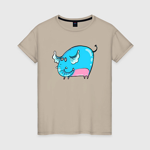 Женская футболка Большой голубой слон / Миндальный – фото 1