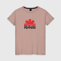 Футболка хлопковая женская Red Hot Chili Peppers с половиной лого, цвет: пыльно-розовый