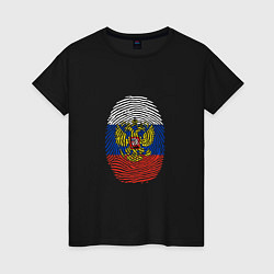 Футболка хлопковая женская Россия - ДНК, цвет: черный