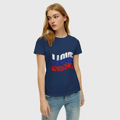 Женская футболка Love - Russia / Тёмно-синий – фото 3