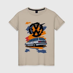 Футболка хлопковая женская VW Passat B3 Variant, цвет: миндальный