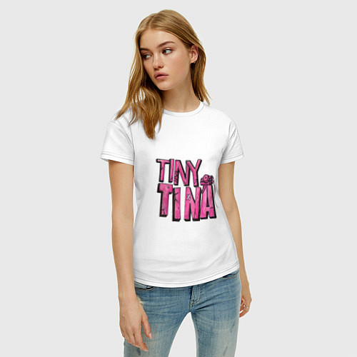 Женская футболка Розовый логотип Крошки Тины с динамитом / Белый – фото 3