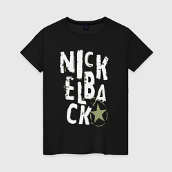 Футболка хлопковая женская Nickelback рок группа, цвет: черный