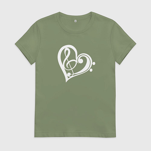 Женская футболка Скрипичный и Басовый Ключи в Сердце / Авокадо – фото 1