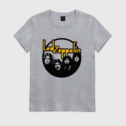 Футболка хлопковая женская Led Zeppelin Лед Зеппелин, цвет: меланж