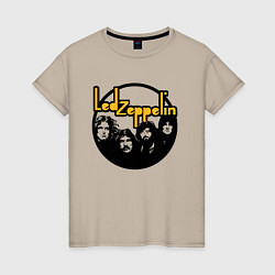 Футболка хлопковая женская Led Zeppelin Лед Зеппелин, цвет: миндальный
