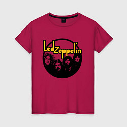 Футболка хлопковая женская Led Zeppelin Лед Зеппелин, цвет: маджента