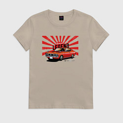 Футболка хлопковая женская Японская легенда - Красная классика, цвет: миндальный