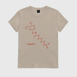 Футболка хлопковая женская Капсаицин острый элемент перца, цвет: миндальный