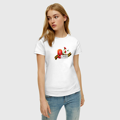 Женская футболка 9 Мая, Георгиевская лента / Белый – фото 3