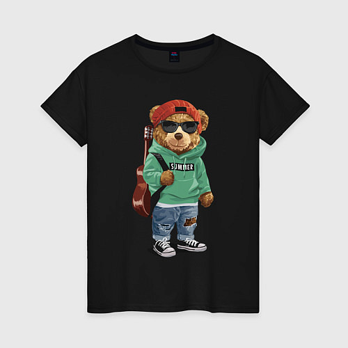 Женская футболка КРУТОЙ МИШКА COOL BEAR / Черный – фото 1