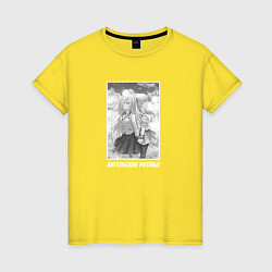 Футболка хлопковая женская Канадэ и Юи Ангельские ритмы, цвет: желтый