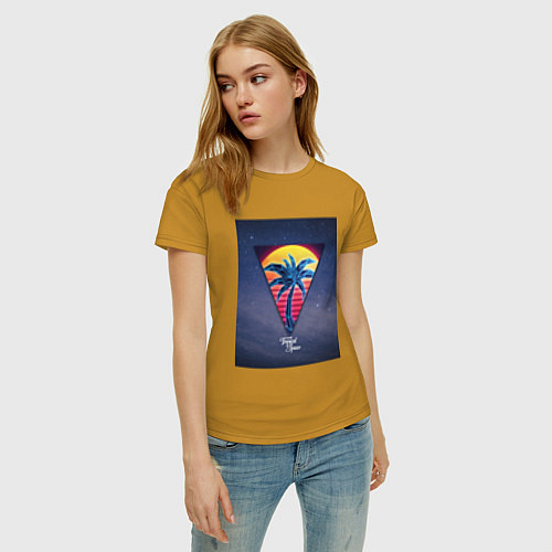 Женская футболка Тропический космос / Горчичный – фото 3