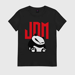 Футболка хлопковая женская JDM Panda Japan Симпатяга, цвет: черный