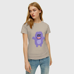 Футболка хлопковая женская Purple monster, цвет: миндальный — фото 2