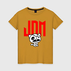 Футболка хлопковая женская JDM Kitten-Zombie Japan, цвет: горчичный