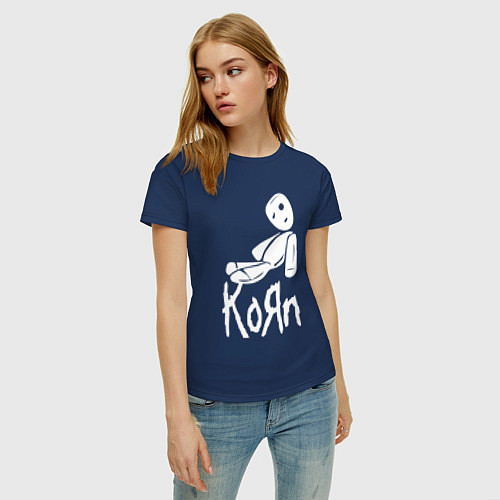 Женская футболка Korn КоРн / Тёмно-синий – фото 3
