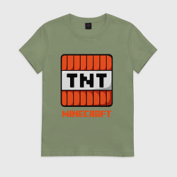 Футболка хлопковая женская МАЙНКРАФТ - ДИНАМИТ, цвет: авокадо