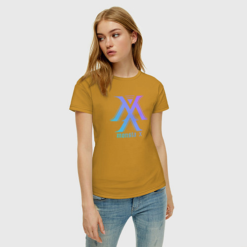 Женская футболка Monsta x neon / Горчичный – фото 3