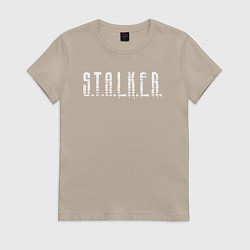 Футболка хлопковая женская S T A L K E R - Logo, цвет: миндальный