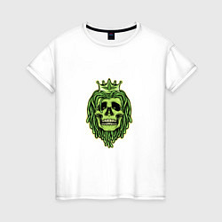 Футболка хлопковая женская Green Skull, цвет: белый