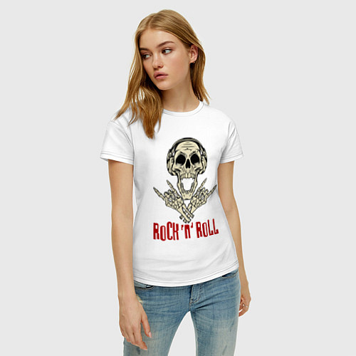 Женская футболка Rock n Roll Skull / Белый – фото 3