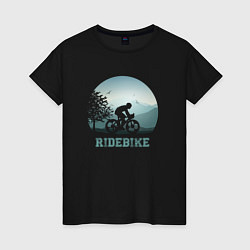 Футболка хлопковая женская RideBike, цвет: черный