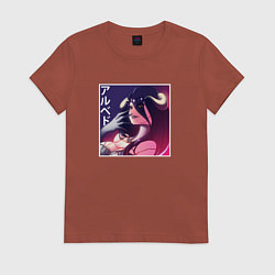 Футболка хлопковая женская Улыбка Альбедо, цвет: кирпичный